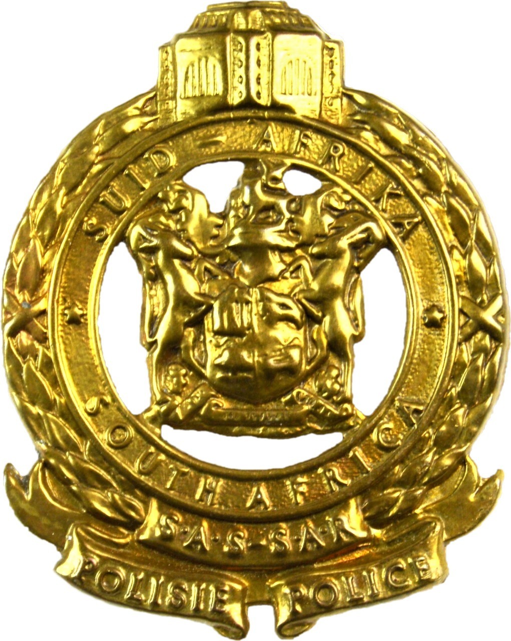 SAR Police Cap Badge Bronze transparent background