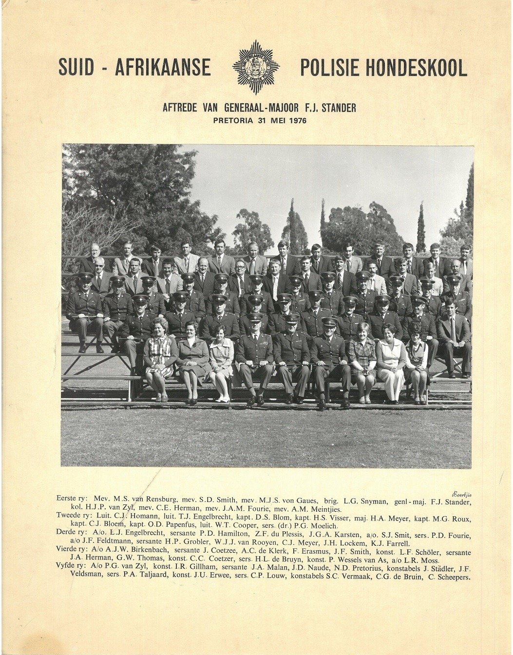 1976 SAP Hondeskool personeel Dog school personnel
