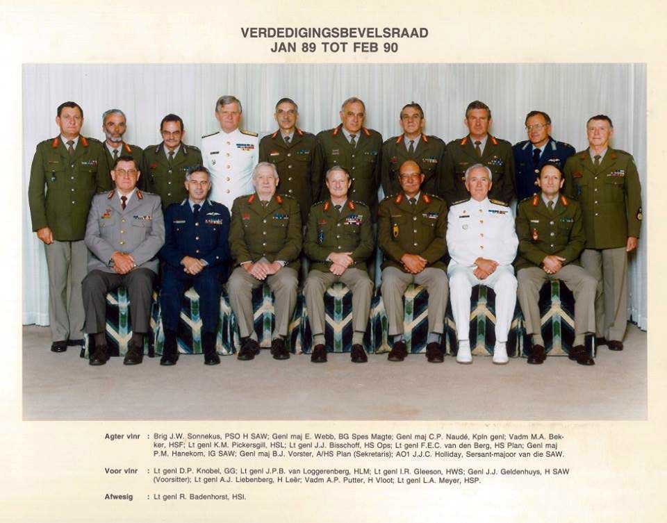 SAW Bevelsraad SA Army Command Council Januarie January 1989 Februarie 1990