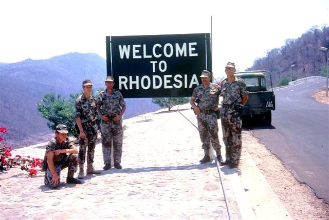 SAP officers at Welcome to Rhodesia sign