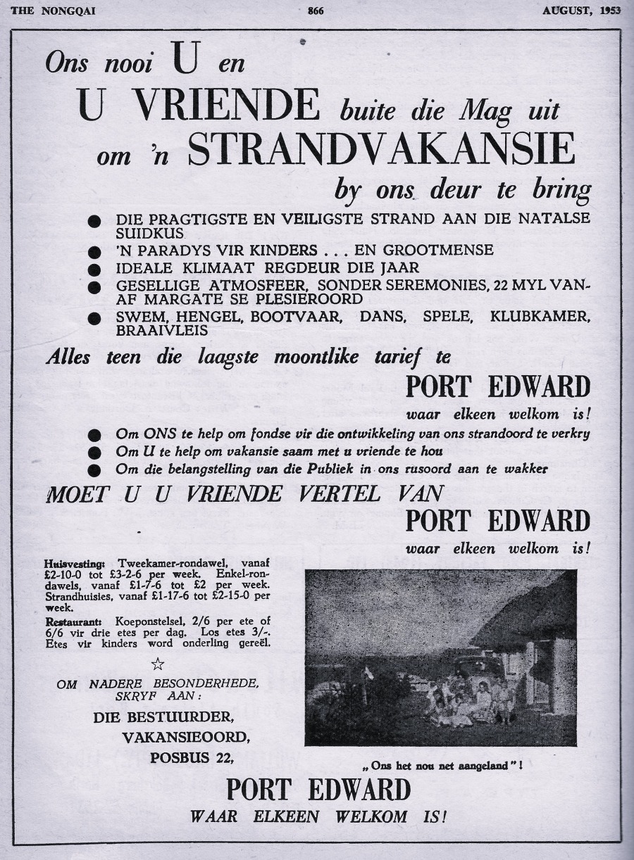 Port Edward SA Police holiday resort advert 1953