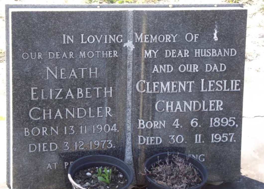 Chandler's grave in Forest Hill Cemetery, Port Elizabeth