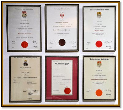Nongqai series The Men Speak Dr Willem Steenkamp degree certificates
